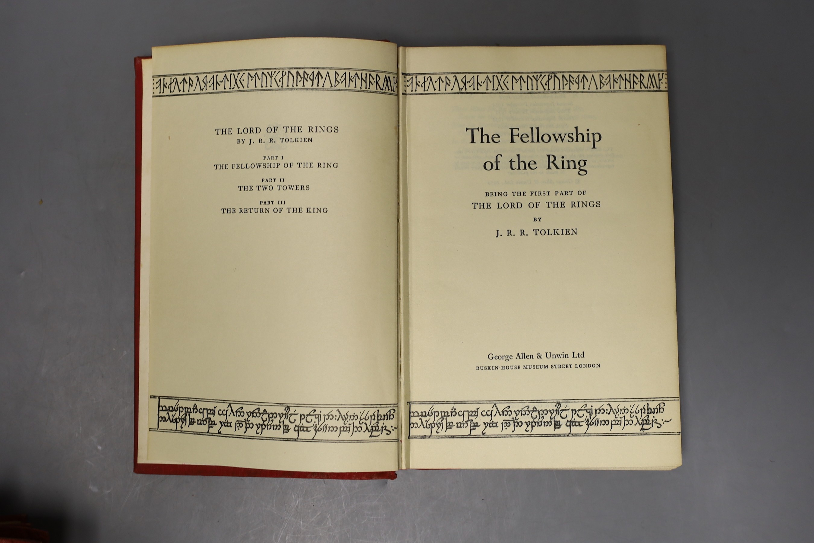 JRR Tolkien, The Lord of the Rings 1st, 2nd and 7th editions